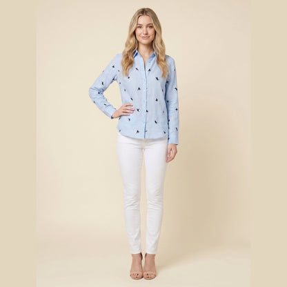 Flora | Women's Top Cotton Linen, Casual Long Sleeve Blouse 2