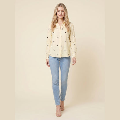 Flora | Women's Top Cotton Linen, Casual Long Sleeve Blouse 3