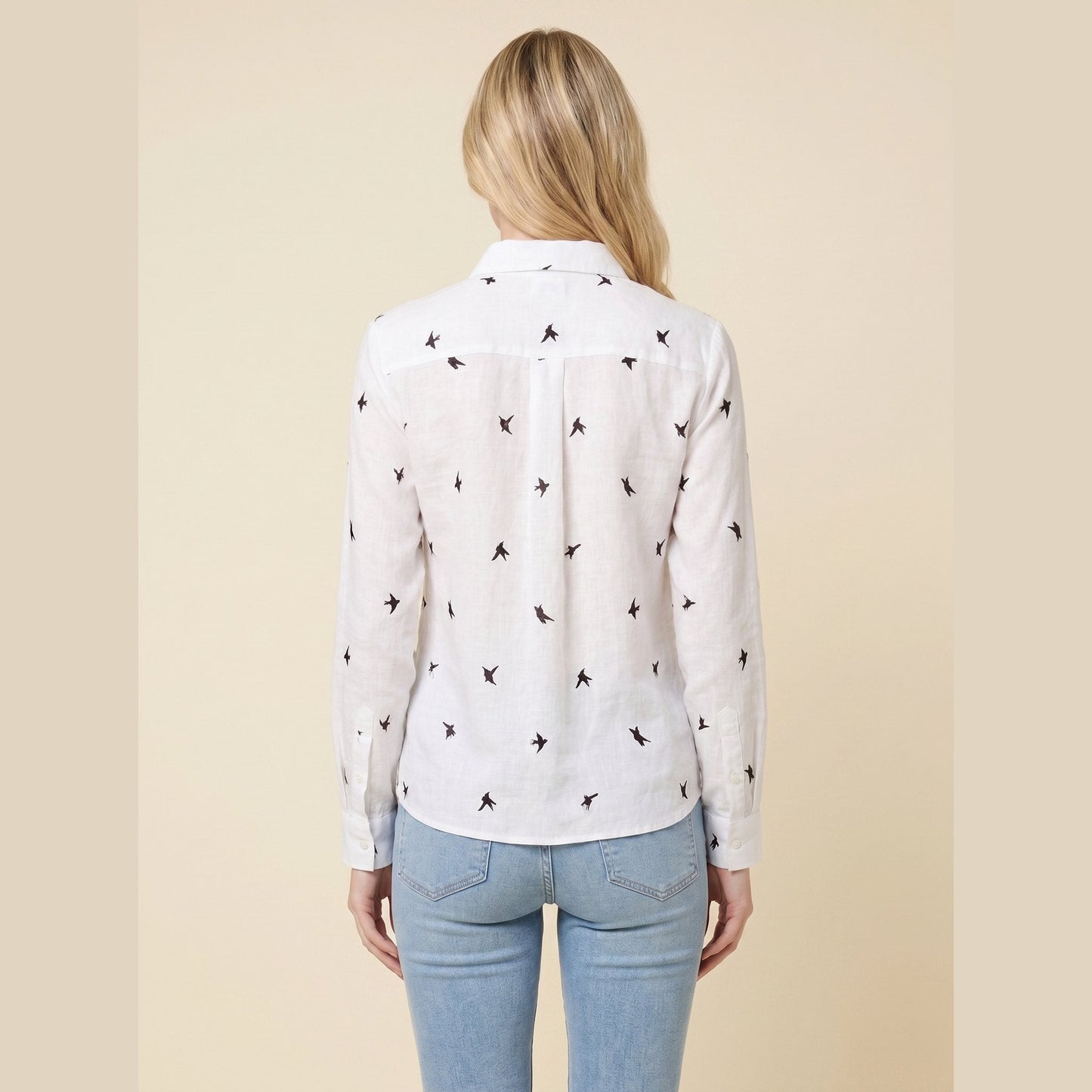 Flora | Women's Top Cotton Linen, Casual Long Sleeve Blouse 4