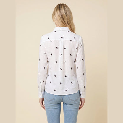 Flora | Women's Top Cotton Linen, Casual Long Sleeve Blouse 4