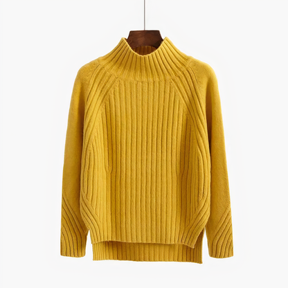 Floryn Ribbed Knit Mock Neck Sweater - Soft Relaxed Fit with Vertical Texture 2