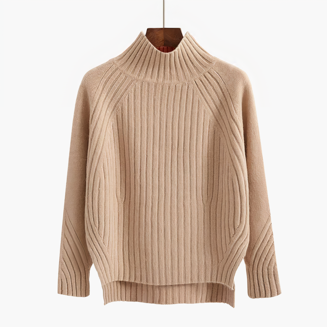 Floryn Ribbed Knit Mock Neck Sweater - Soft Relaxed Fit with Vertical Texture 4