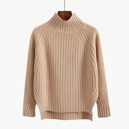 Floryn Ribbed Knit Mock Neck Sweater - Soft Relaxed Fit with Vertical Texture 4