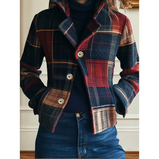 Francesca Classic Plaid Jacket - Tailored Fit, Lightweight, Cozy Layering Piece 0