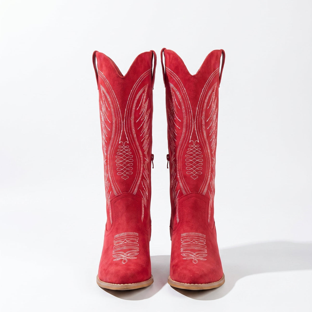 Grace Embroidered Black Cowboy Boots with Knee-High Block Heel
