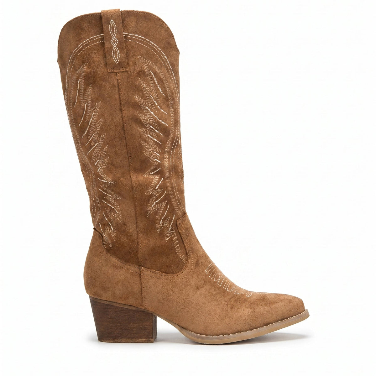 Grace Embroidered Black Cowboy Boots with Knee-High Block Heel