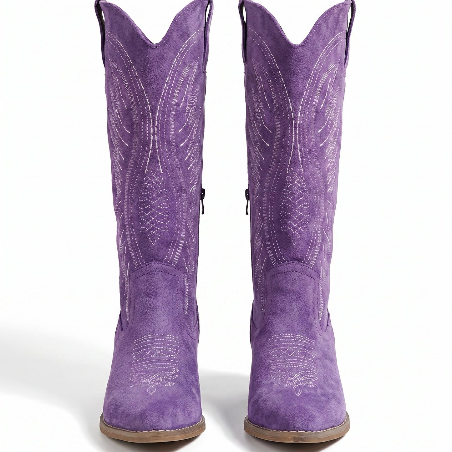 Grace Embroidered Black Cowboy Boots with Knee-High Block Heel