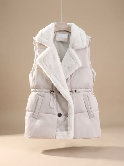 Hannah Quilted Puffer Vest With Faux Fur Collar & Adjustable Drawstring 1