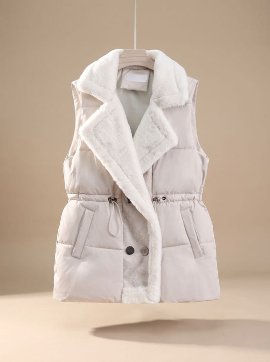 Hannah Quilted Puffer Vest With Faux Fur Collar & Adjustable Drawstring 1