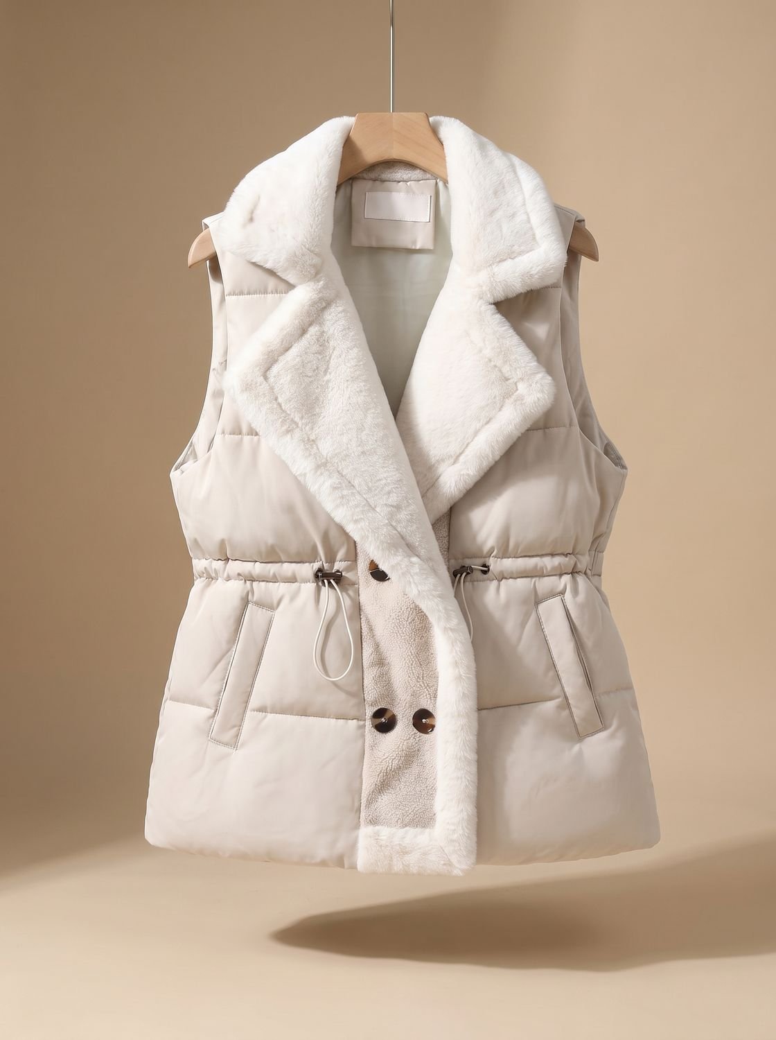 Hannah Quilted Puffer Vest With Faux Fur Collar & Adjustable Drawstring 3