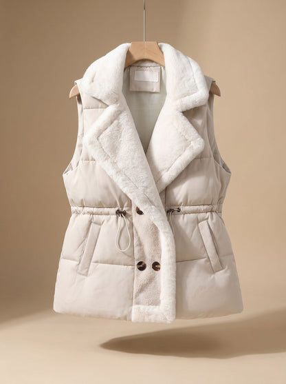 Hannah Quilted Puffer Vest With Faux Fur Collar & Adjustable Drawstring 3