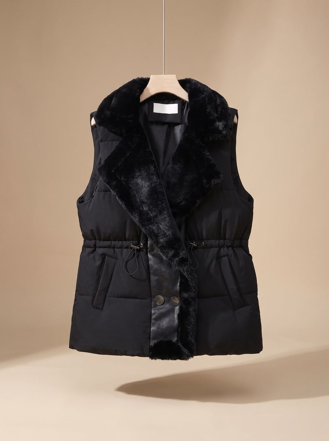 Hannah Quilted Puffer Vest With Faux Fur Collar & Adjustable Drawstring 4