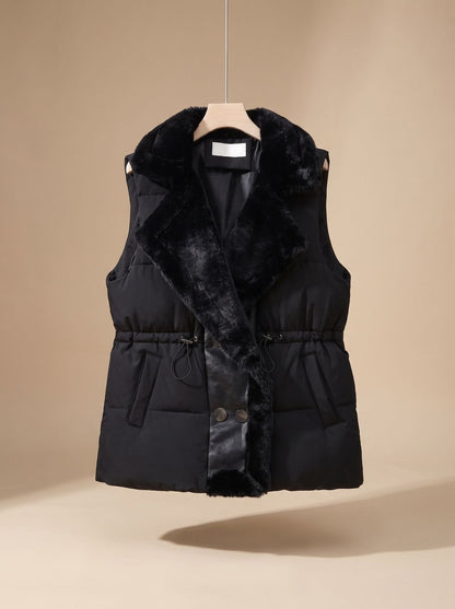 Hannah Quilted Puffer Vest With Faux Fur Collar & Adjustable Drawstring 4