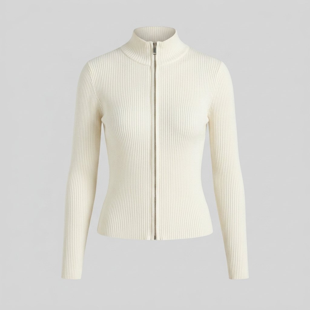 Holly Knit Cardigan Sweater - Slim Fit, Double-Zip Closure, Stand Collar 3