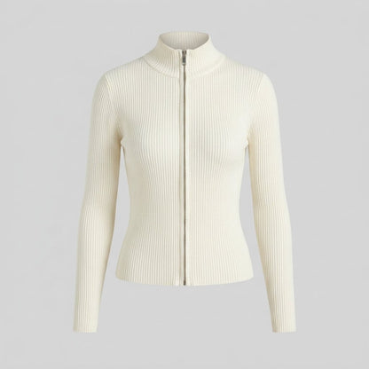 Holly Knit Cardigan Sweater - Slim Fit, Double-Zip Closure, Stand Collar 3