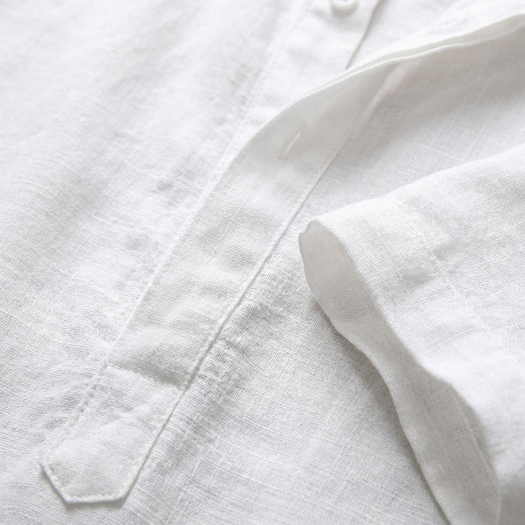 Hugo - Lightweight Mandarin Collar Henley Shirt with Rolled Sleeves 2