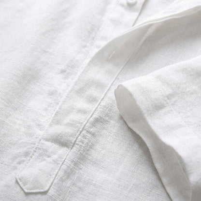 Hugo - Lightweight Mandarin Collar Henley Shirt with Rolled Sleeves 2