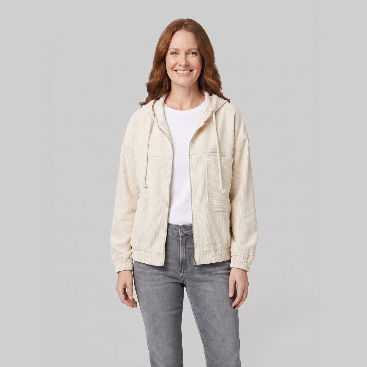 ISA Lightweight Corduroy Jacket with Relaxed Fit and Front Zip Closure 0