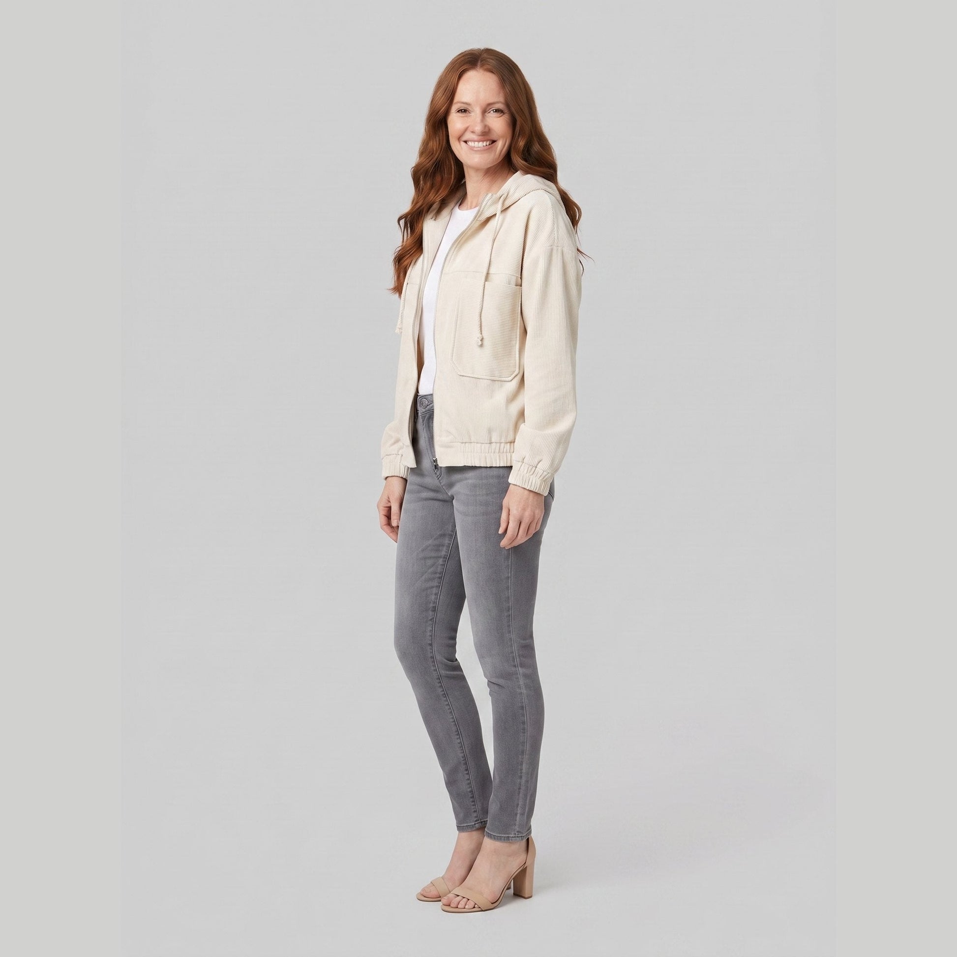 ISA Lightweight Corduroy Jacket with Relaxed Fit and Front Zip Closure 2