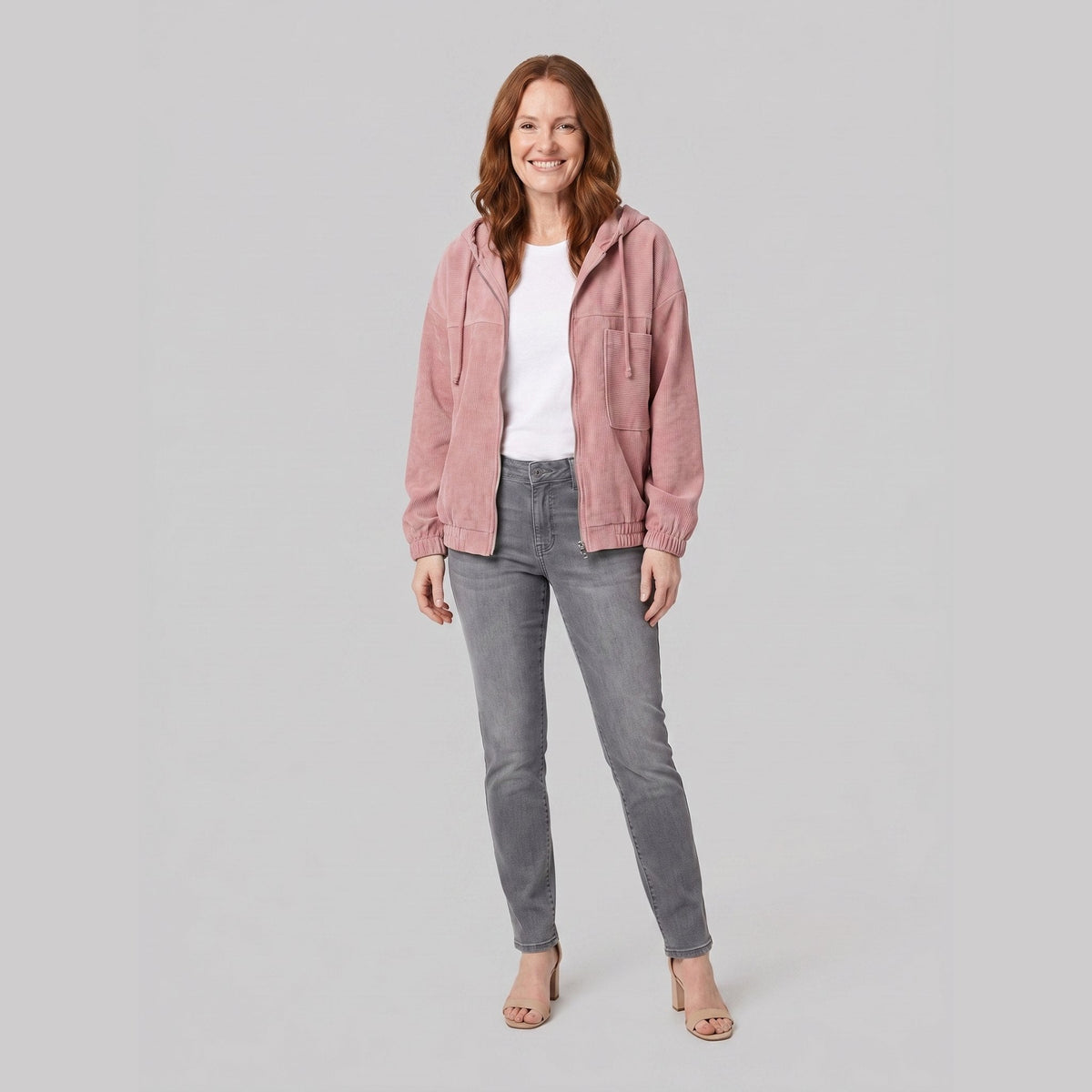 ISA Lightweight Corduroy Jacket with Relaxed Fit and Front Zip Closure 6