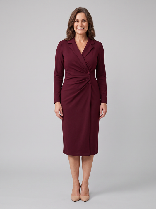 Isla Wrap Midi Dress - V-Neck Tie Waist Cocktail & Wedding Guest Dress 0