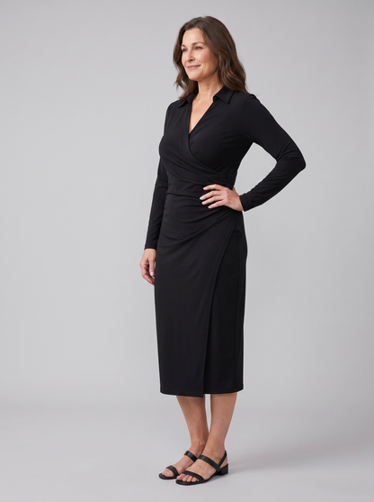 Isla Wrap Midi Dress - V-Neck Tie Waist Cocktail & Wedding Guest Dress 1