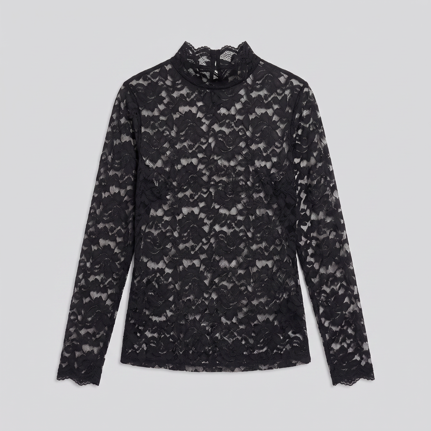 Isolde Lace Blouse - High Neck Floral Long Sleeve Top with Slim Fit 3