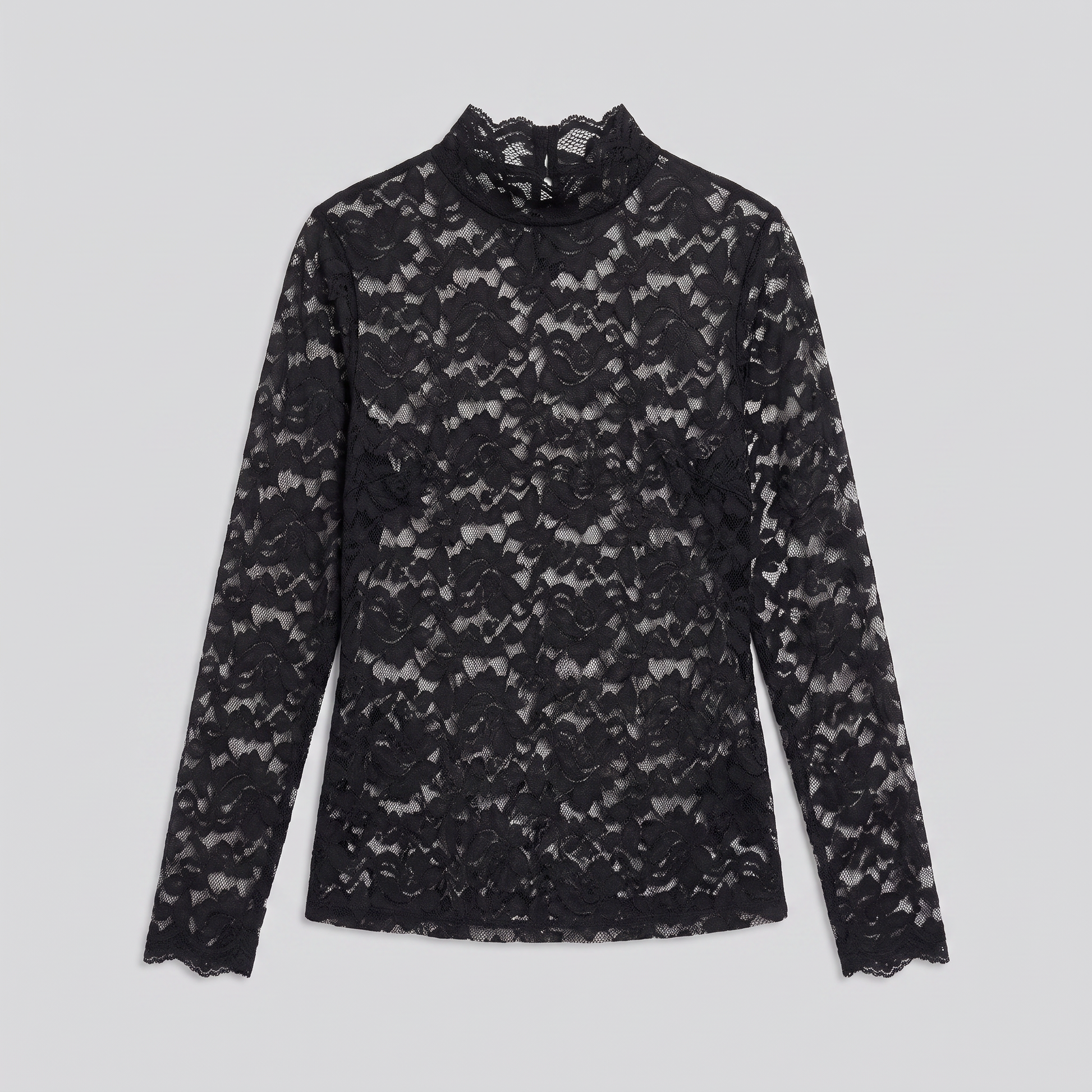 Isolde Lace Blouse - High Neck Floral Long Sleeve Top with Slim Fit 3