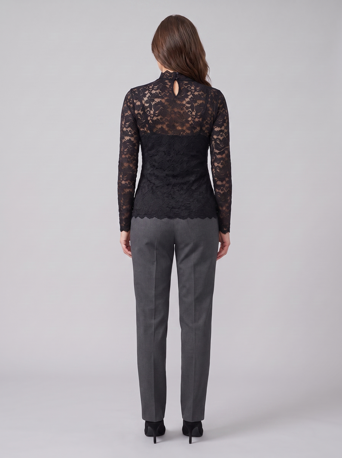 Isolde Lace Blouse - High Neck Floral Long Sleeve Top with Slim Fit 4