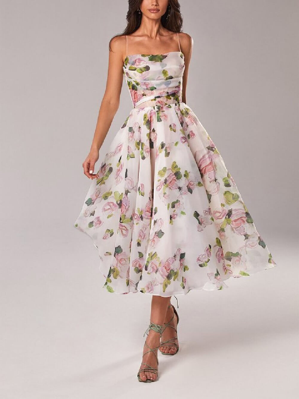 Jane Midi Dress - Elegant V-Neck Summer Dress with Unique Print for Wedding Guests and Cocktail Events 0