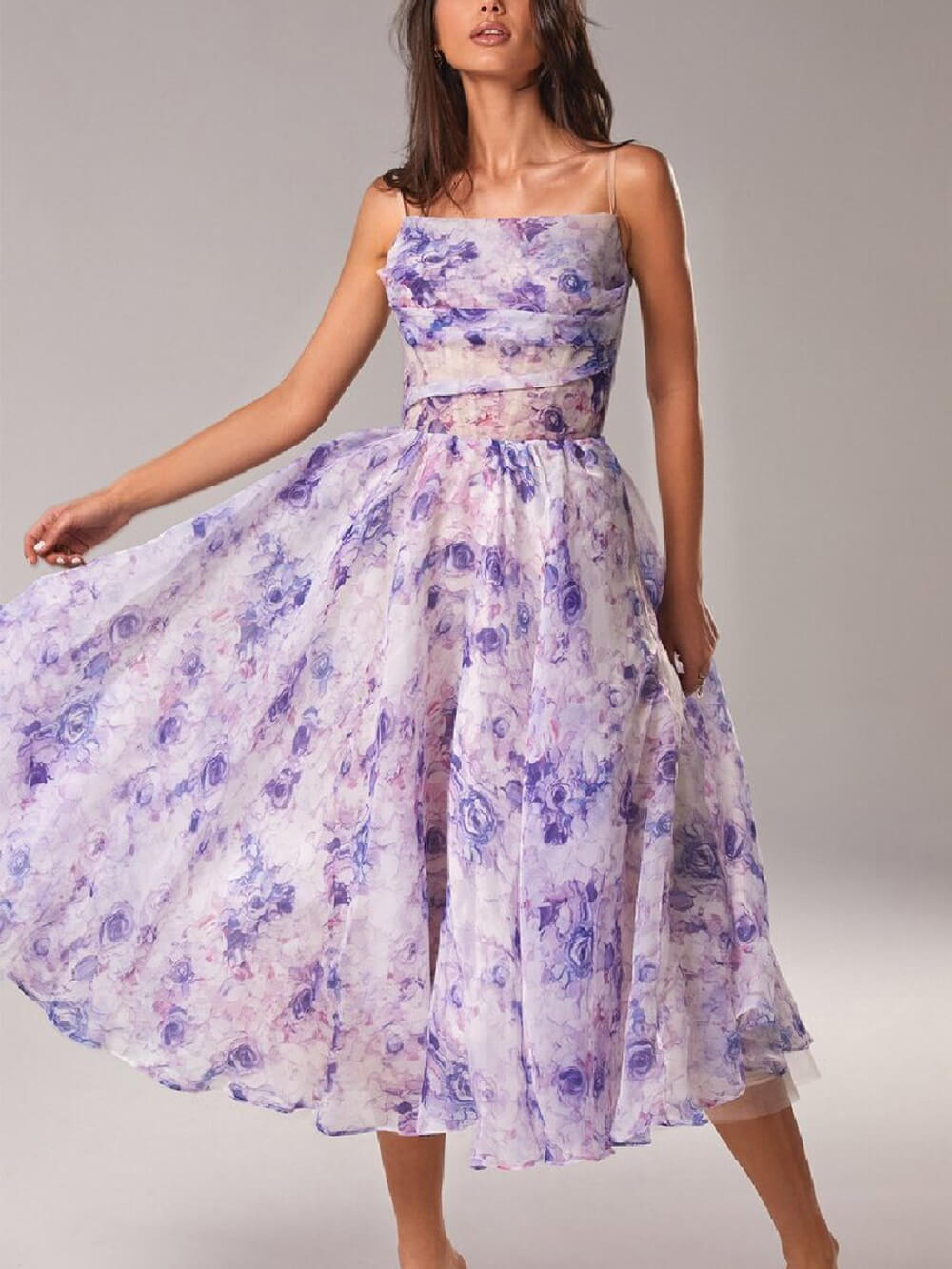 Jane Midi Dress - Elegant V-Neck Summer Dress with Unique Print for Wedding Guests and Cocktail Events 1