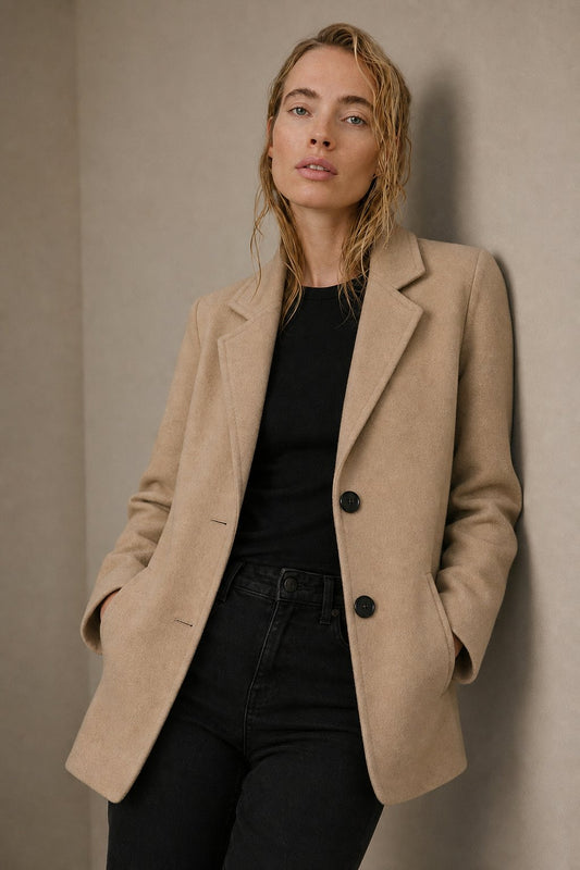 Johanna - Wool Blend Blazer with Tailored Relaxed Fit & Structured Shoulders 1