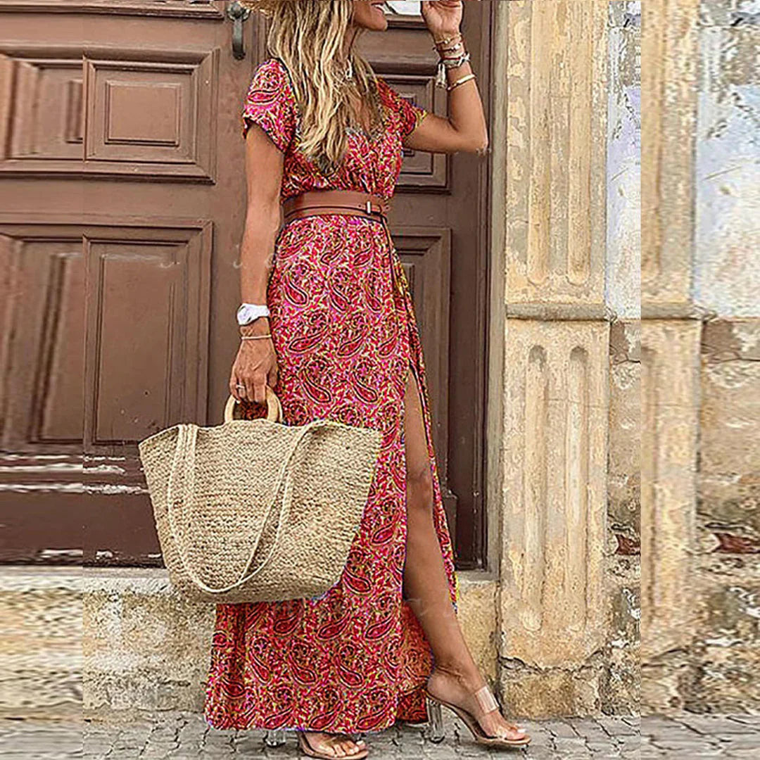 Justine - Airy Boho Maxi Dress with Matching Belt for Summer Style 3