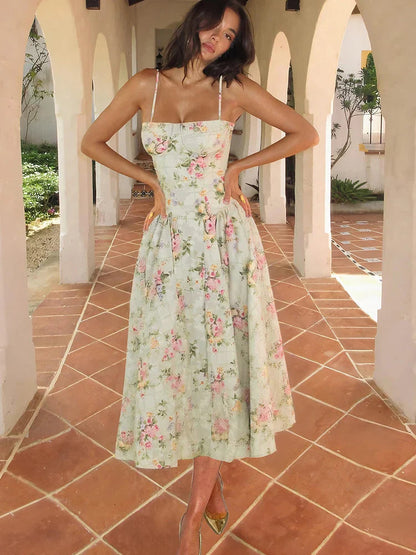Katherine Floral Midi Dress - Elegant Summer Wedding Guest Dress 0