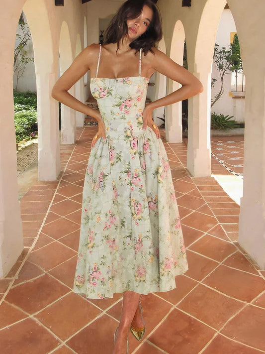 Katherine Floral Midi Dress - Elegant Summer Wedding Guest Dress 0