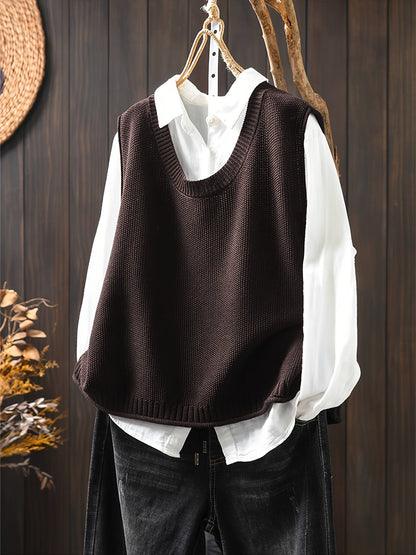 Knit Sweater Vest Set With Button-Down Shirt - Relaxed Fit Layered Look 2