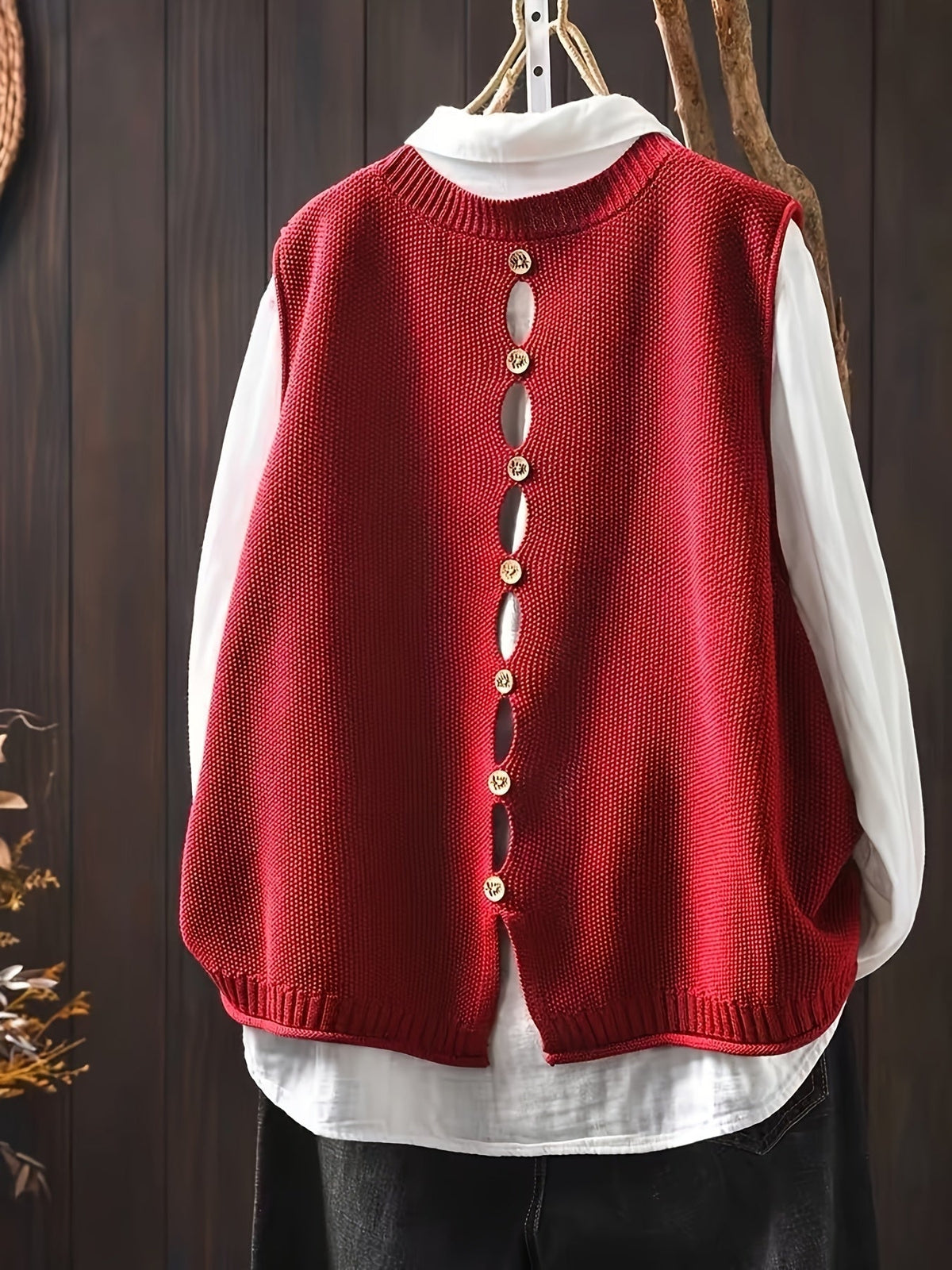 Knit Sweater Vest Set With Button-Down Shirt - Relaxed Fit Layered Look 7