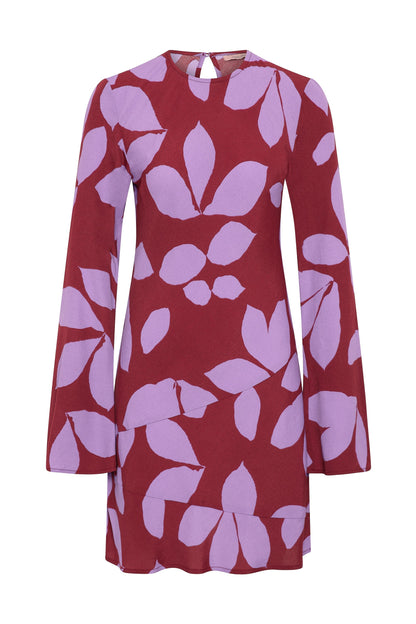 Kora Mini Dress - Bias Cut Silhouette with Tiered Panels and Long Sleeves 3