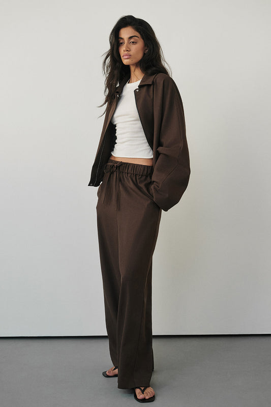 Kora Wide Leg Pants - High Rise, Flowy Design with Elastic Waistband & Pockets 1