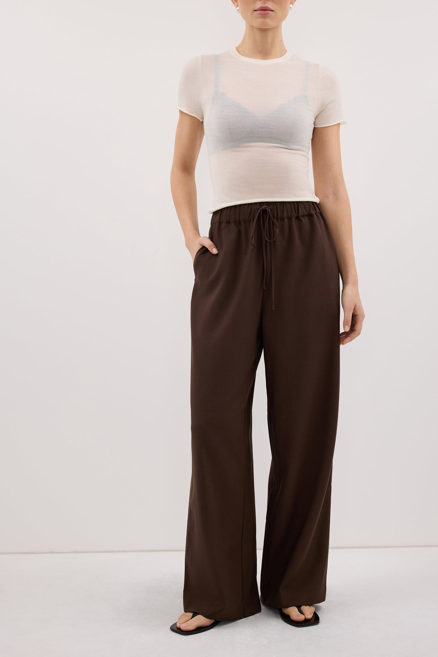 Kora Wide Leg Pants - High Rise, Flowy Design with Elastic Waistband & Pockets 4