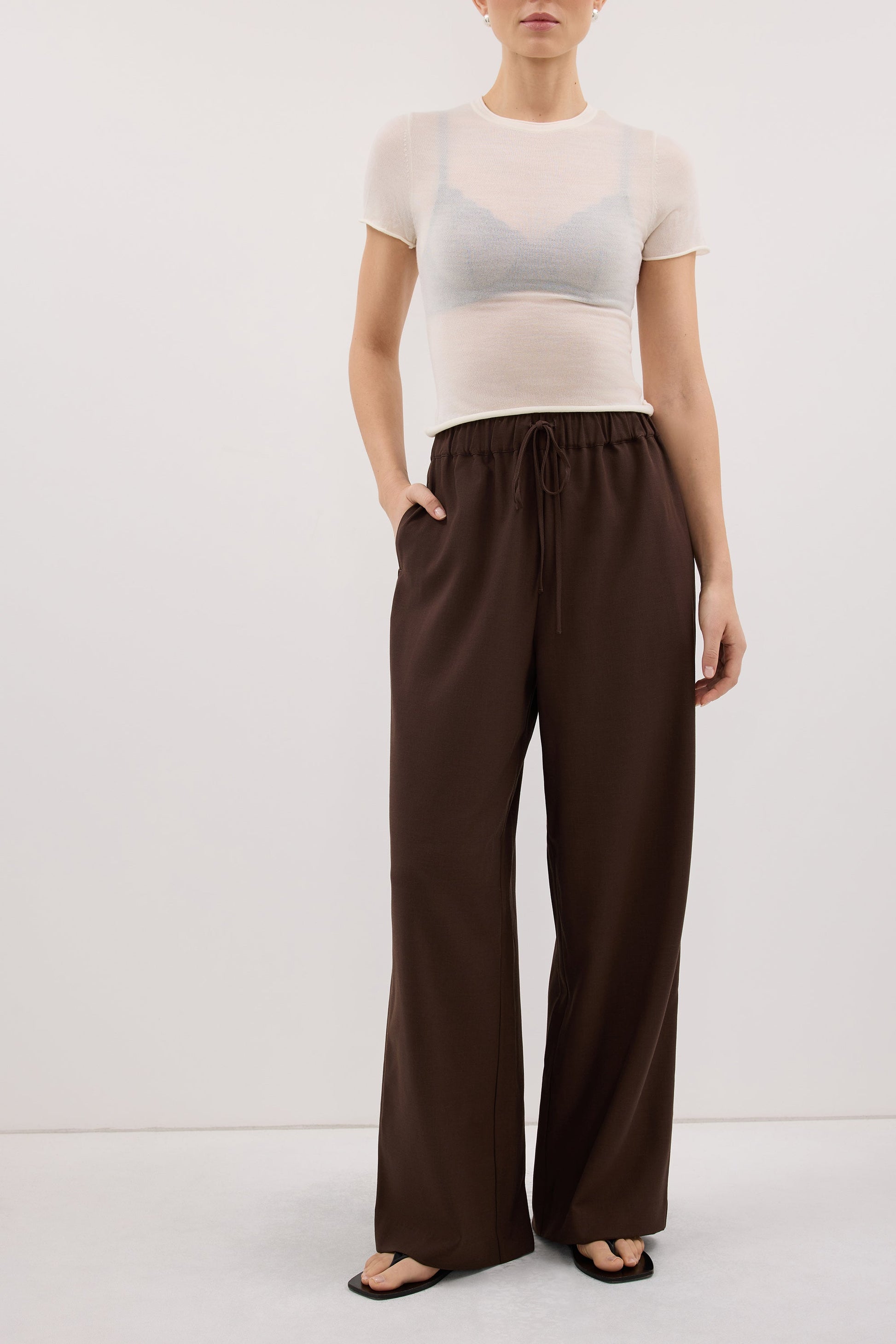 Kora Wide Leg Pants - High Rise, Flowy Design with Elastic Waistband & Pockets 4