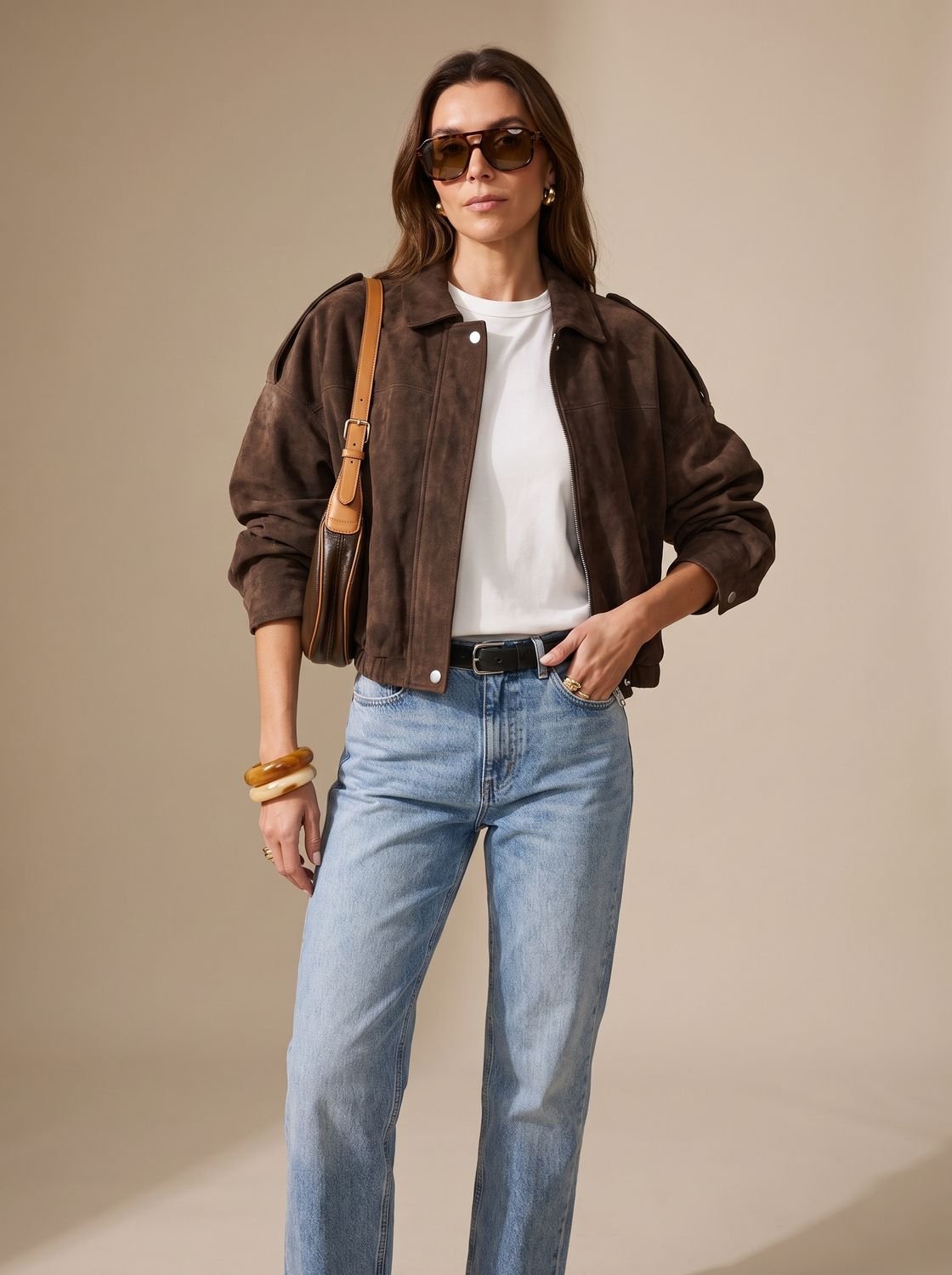 Lena Oversized Short Jacket with Zipper, Metal Buttons & Pockets for Versatile Style 0