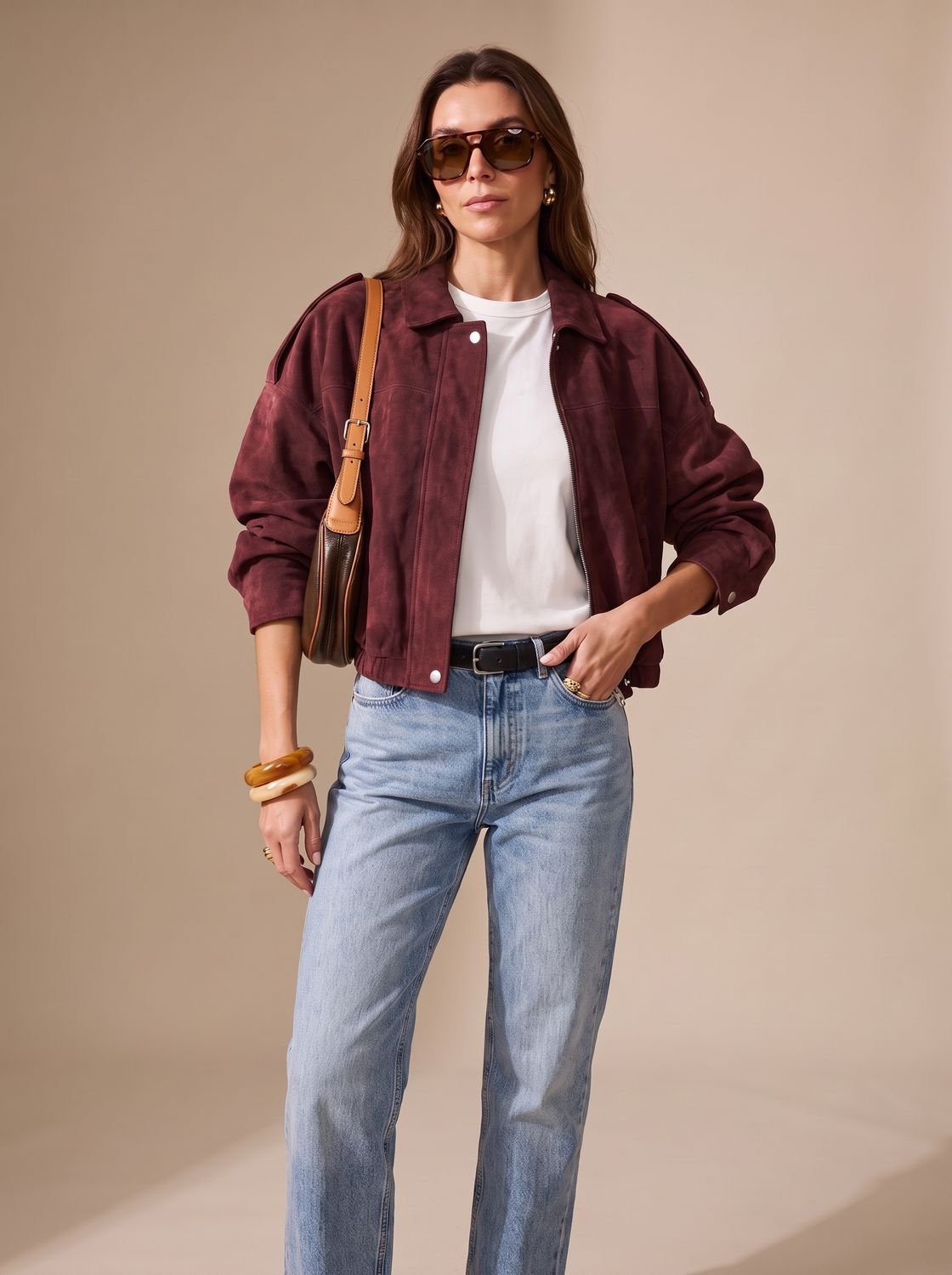 Lena Oversized Short Jacket with Zipper, Metal Buttons & Pockets for Versatile Style 3