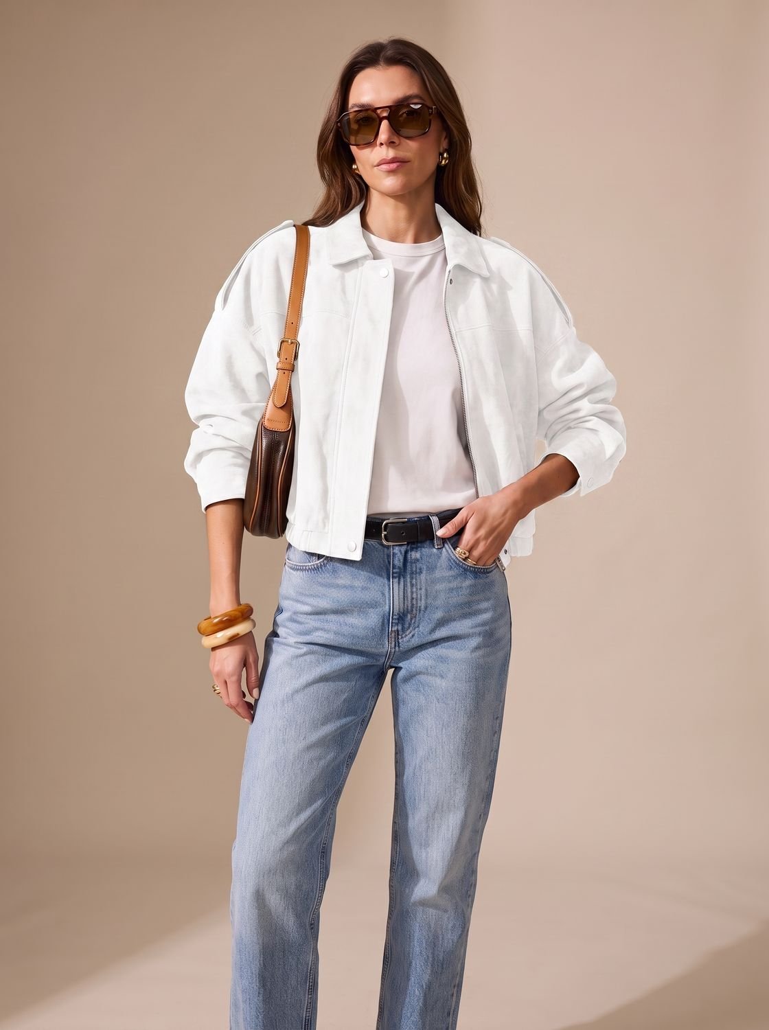 Lena Oversized Short Jacket with Zipper, Metal Buttons & Pockets for Versatile Style 4