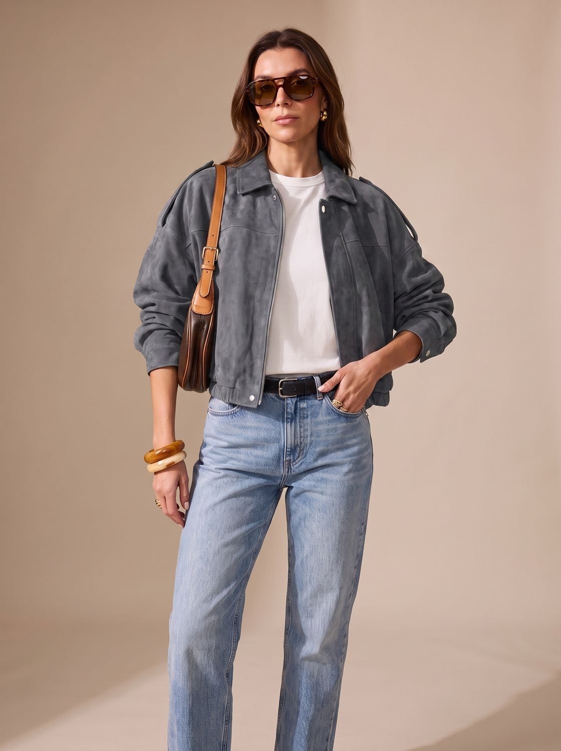 Lena Oversized Short Jacket with Zipper, Metal Buttons & Pockets for Versatile Style 6