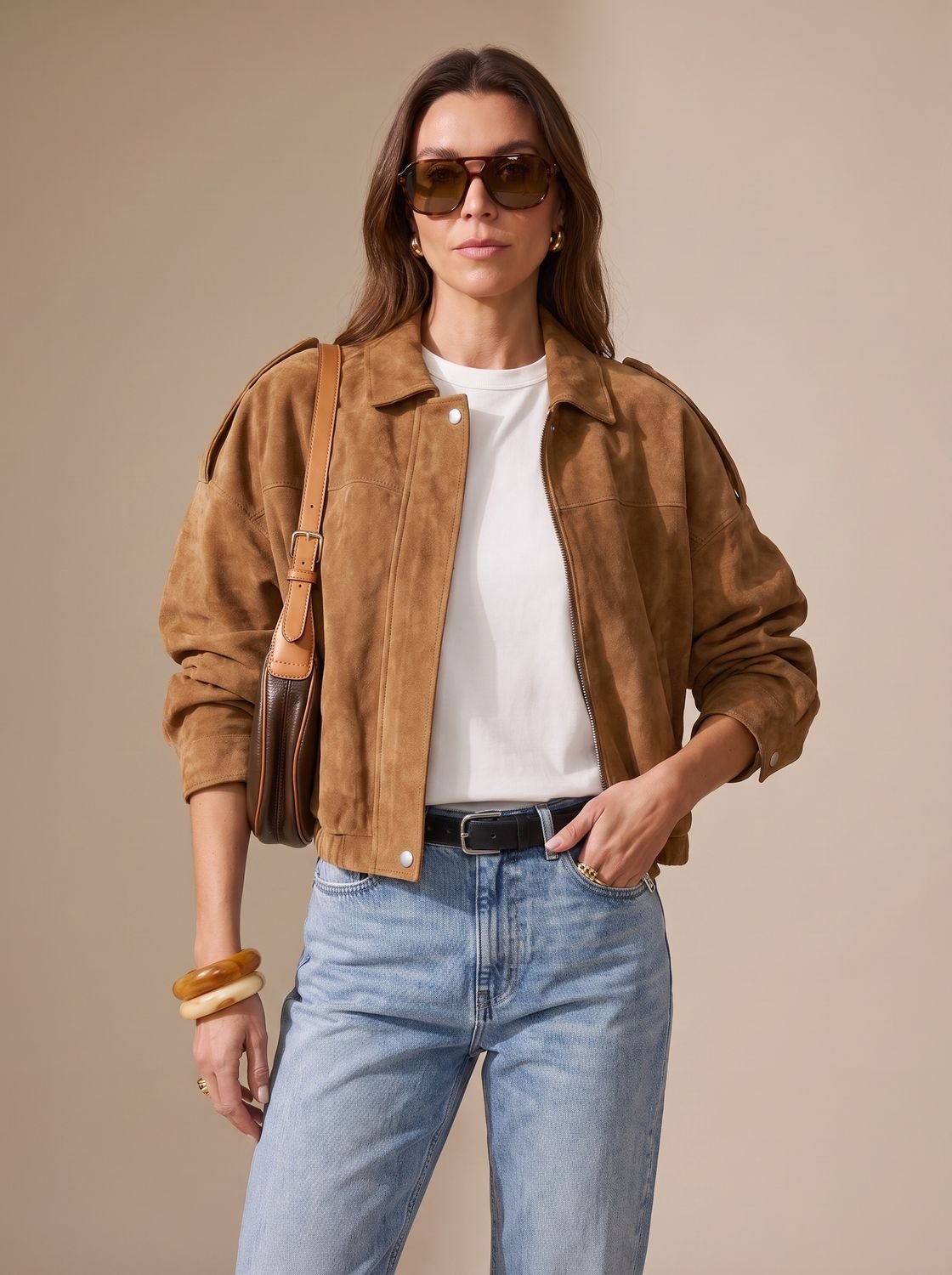 Lena Oversized Short Jacket with Zipper, Metal Buttons & Pockets for Versatile Style 7