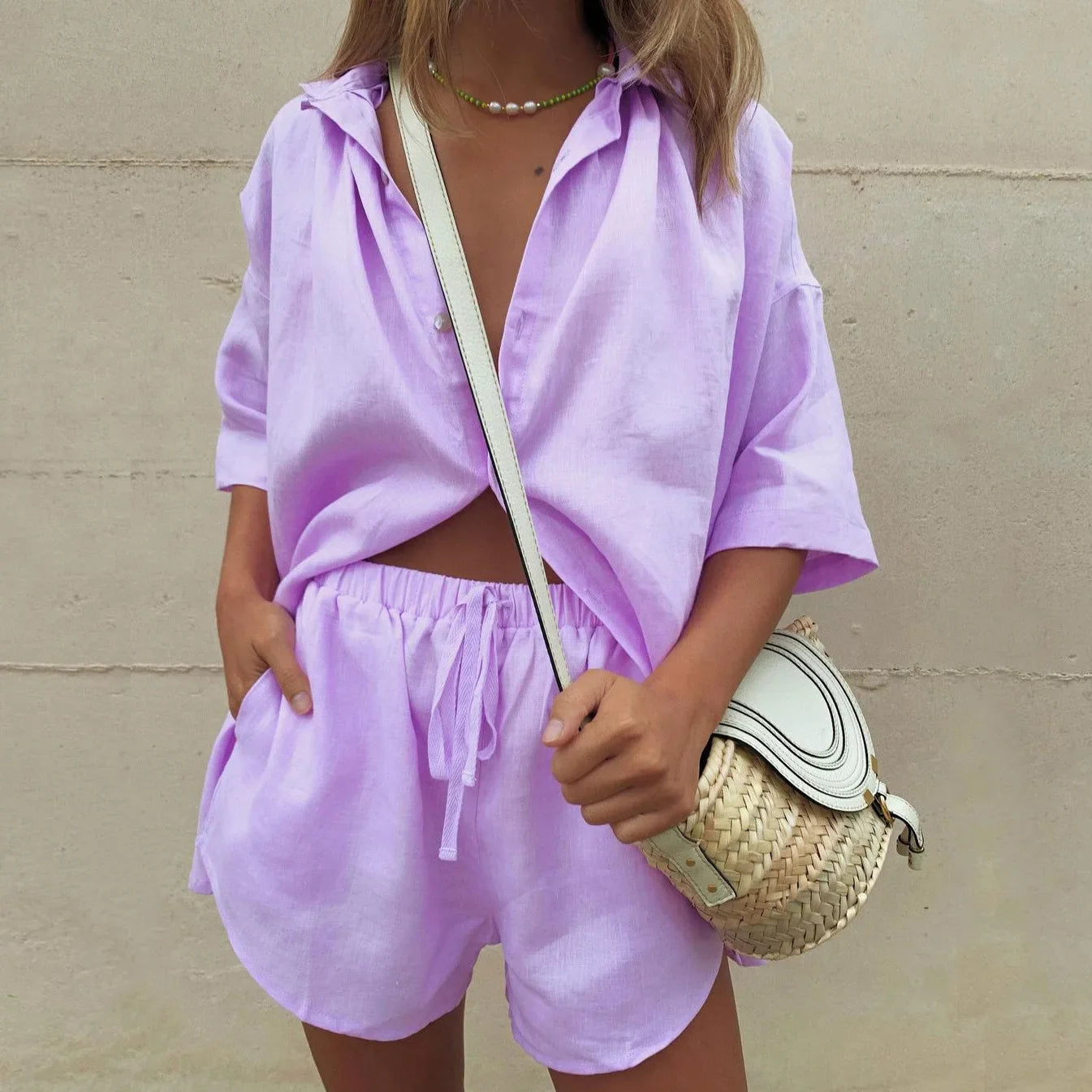 Lina Summer Set | Breathable Linen Shirt and Shorts 4