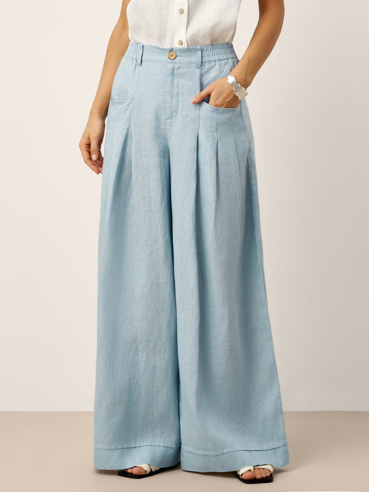 Lina Women's Pants | 100% Linen, High-Waisted, Relaxed Fit 0