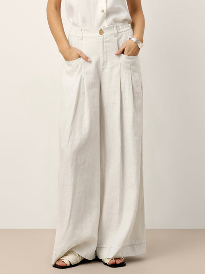 Lina Women's Pants | 100% Linen, High-Waisted, Relaxed Fit 10