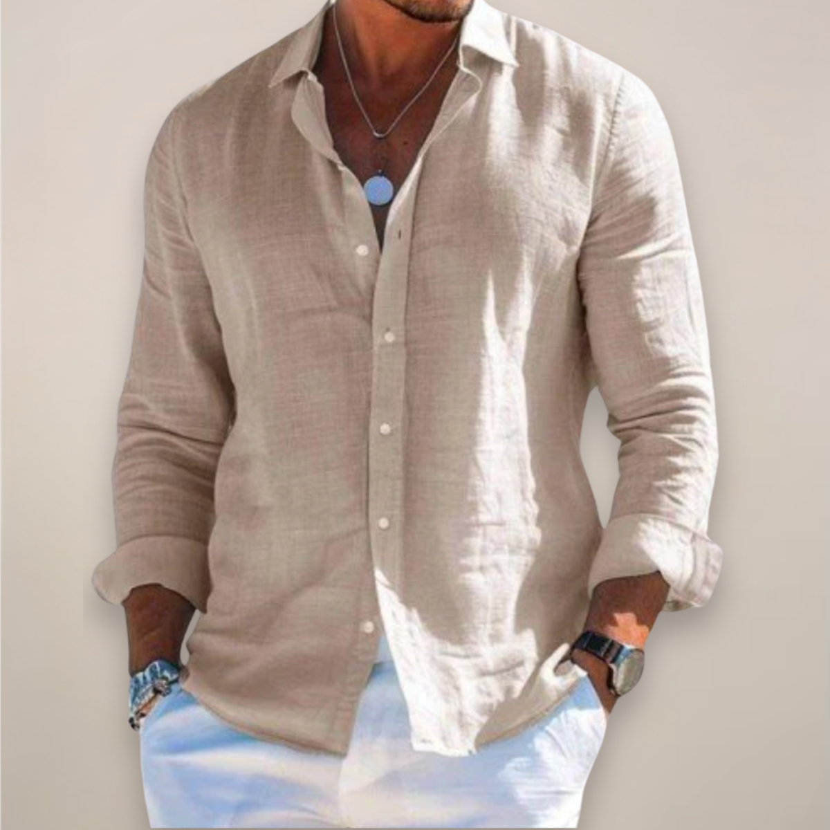 Linen Blend Casual Long Sleeve Shirt - Breathable Button-Up in Solid Colors 6